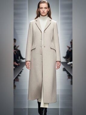 Zara Basic Beige Tweed Wool Blend Maxi Duster Coat - Size Small (S)